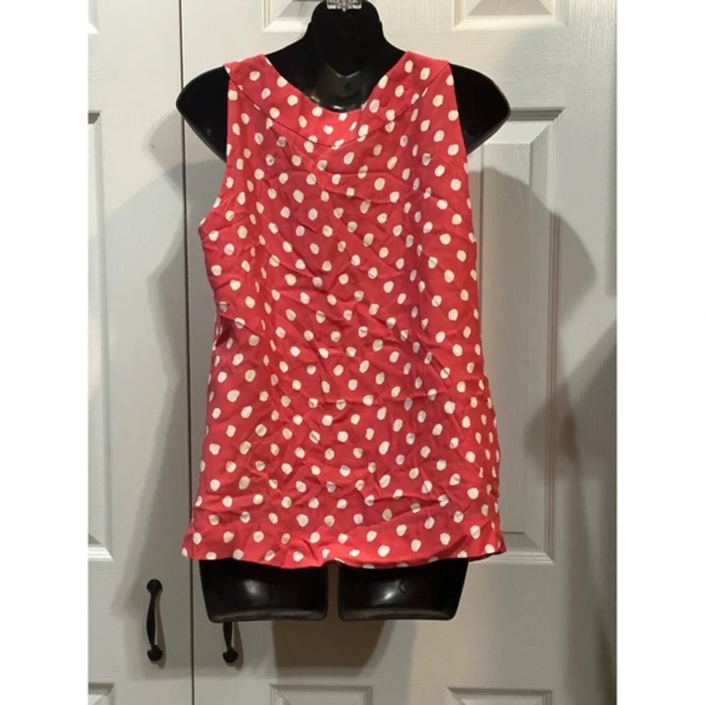Kate Spade New York Polka‎ Dot Sleeveless Blouse Coral Women's Top